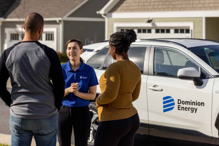customers talking with a Dominion Energy Solutions rep