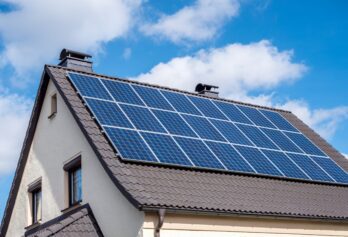 home with solar panels on roof