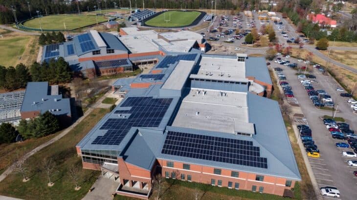 Virginia School with solar panels on the roof