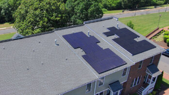 Residential solar panels on townhome in Richmond, Virginia